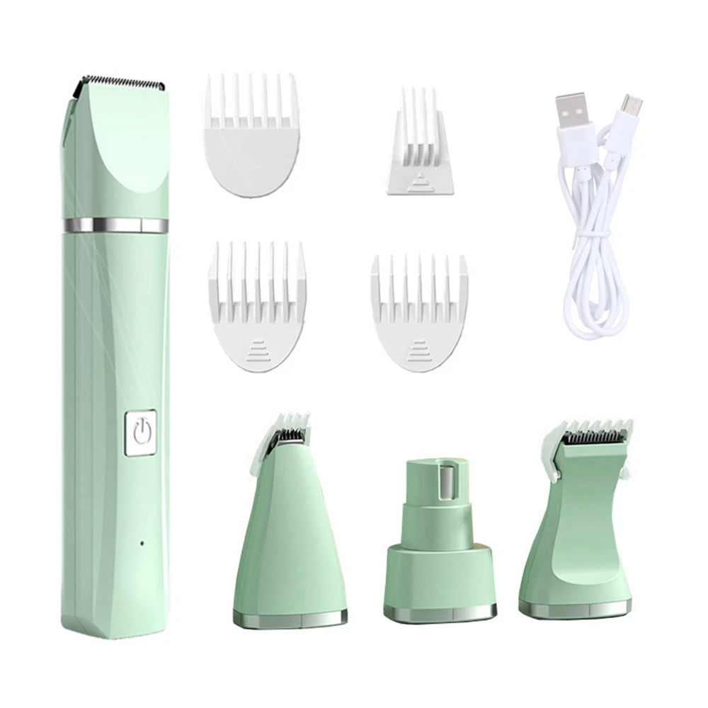 Cortadora eléctrica 4 en 1 para mascotas con 4 cuchillas, recortador de uñas y recortador de uñas profesional con recarga para perros y gatos.