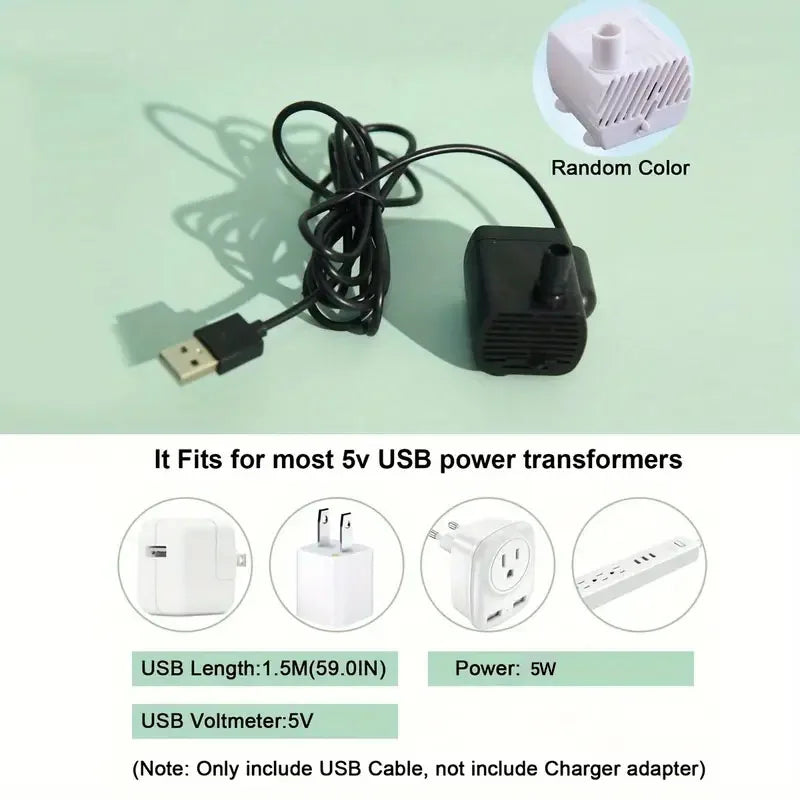 Fuente de agua silenciosa eléctrica USB de 1L para mascotas