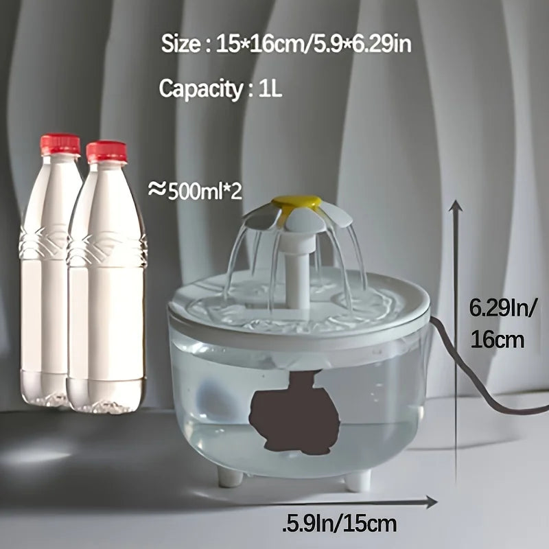 Fuente de agua silenciosa eléctrica USB de 1L para mascotas