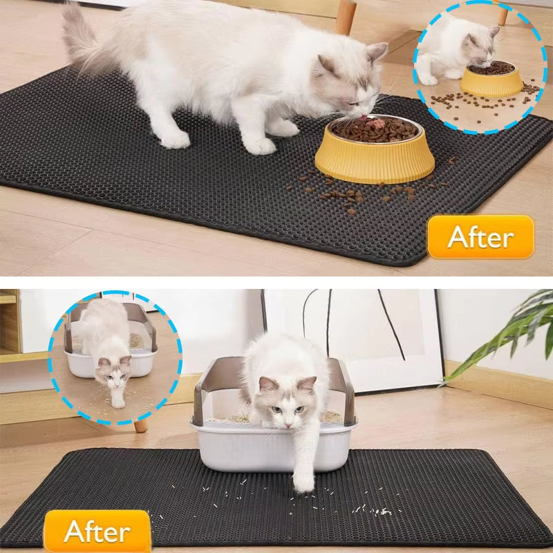 Alfombrilla impermeable de doble capa para arena de gatos
